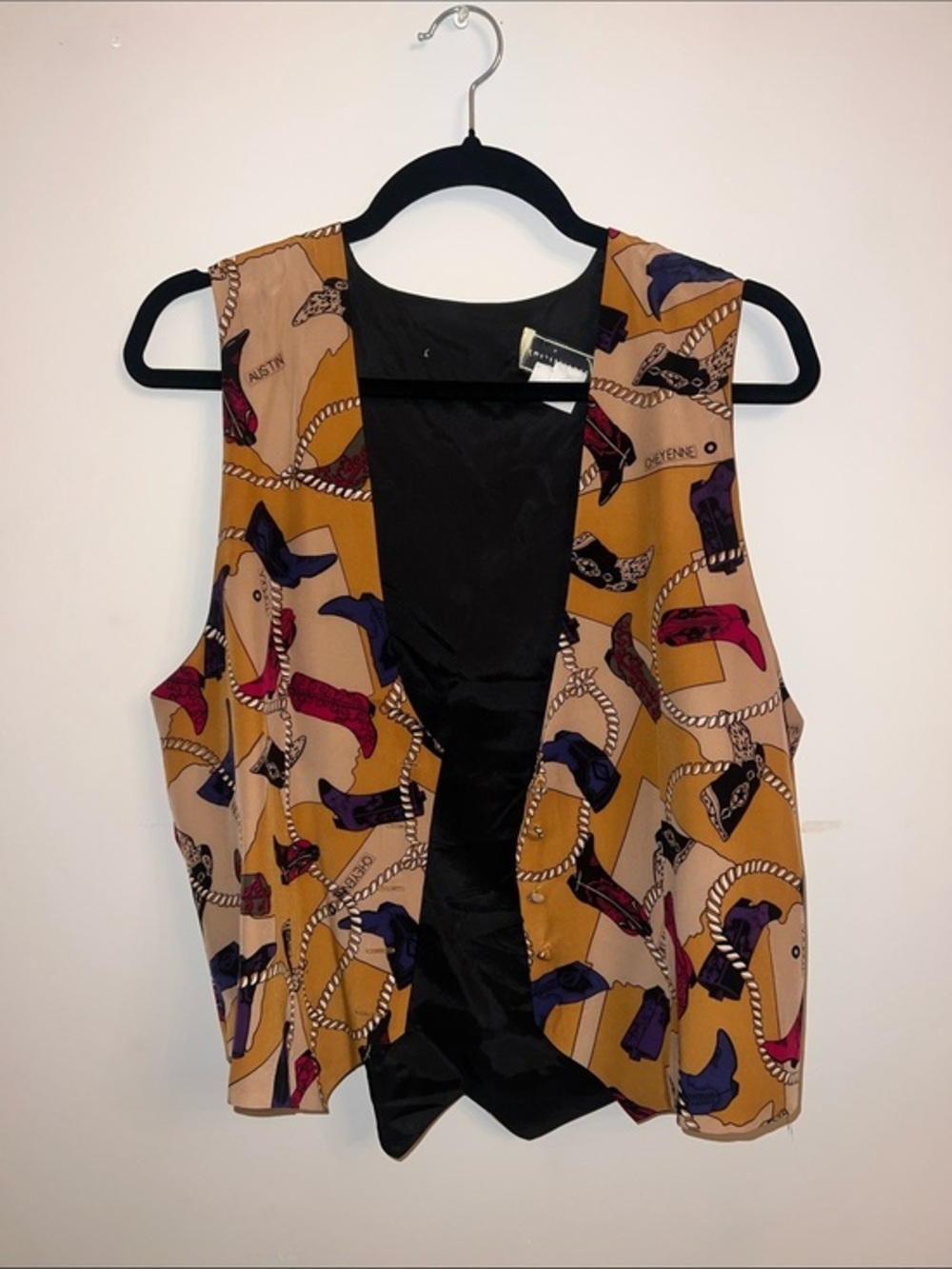 Spenser Jeremy Multicolor Western Print Vest - Mustard, Black, Purple, Pink